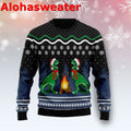 Camping T-rex Ugly Christmas Sweater - Holiday Gift product image