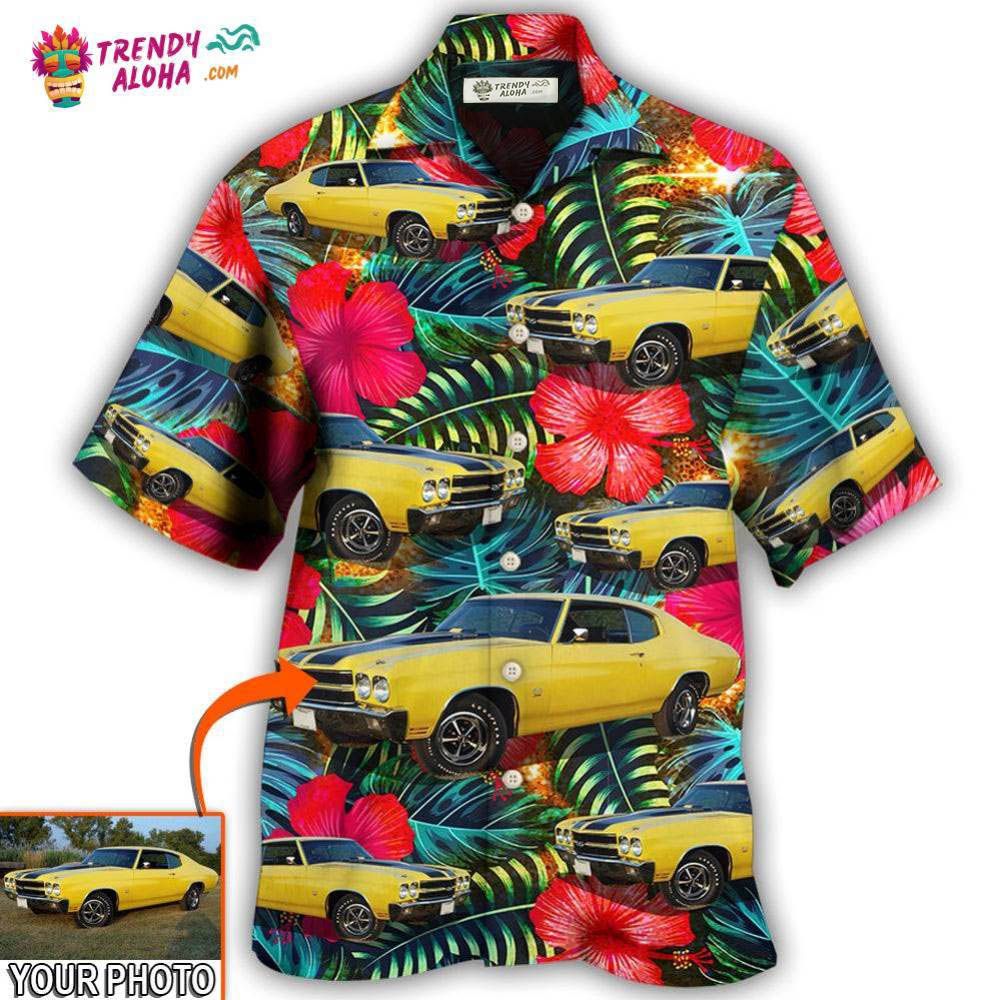 Car Chevelle Cool Tropical Flower Custom Photo - Adult & Kids T-Shirts, Sweatshirts & Hoodies apparel design preview 1