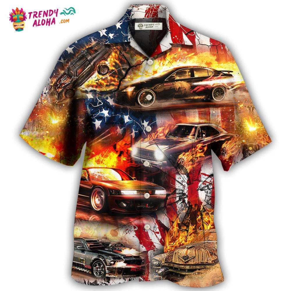 Car Independence Day Fire Hawaiian Trendy Aloha - Adult & Kids T-Shirts, Sweatshirts & Hoodies apparel design preview 1