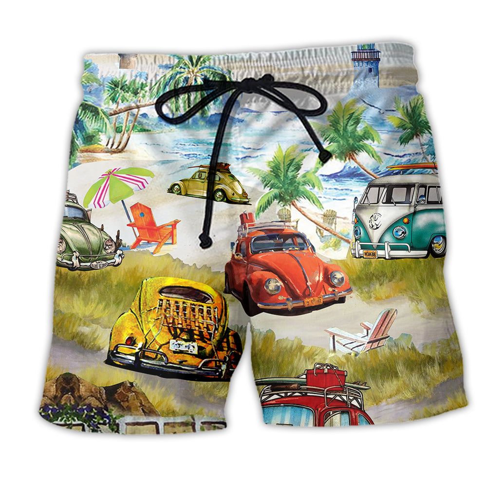 Car Love Beach In Summer Trendy Aloha Hawaiian Shorts - Adult & Kids T-Shirts, Sweatshirts & Hoodies apparel design preview 1