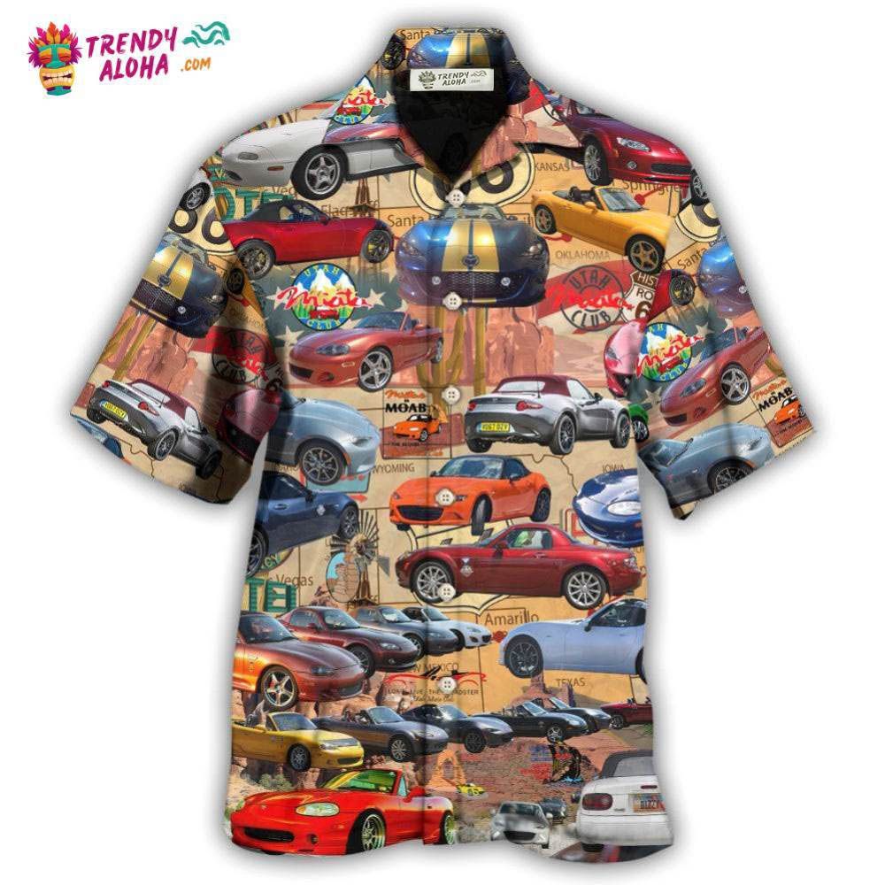 Car Lover Utah Miata Club Route 66 Hawaiian Trendy - Adult & Kids T-Shirts, Sweatshirts & Hoodies apparel design preview 1