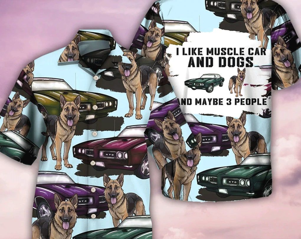 Car Muscle And Dog Trendy Hawaiian Tropical Beach - Adult & Kids T-Shirts, Sweatshirts & Hoodies apparel design preview 1