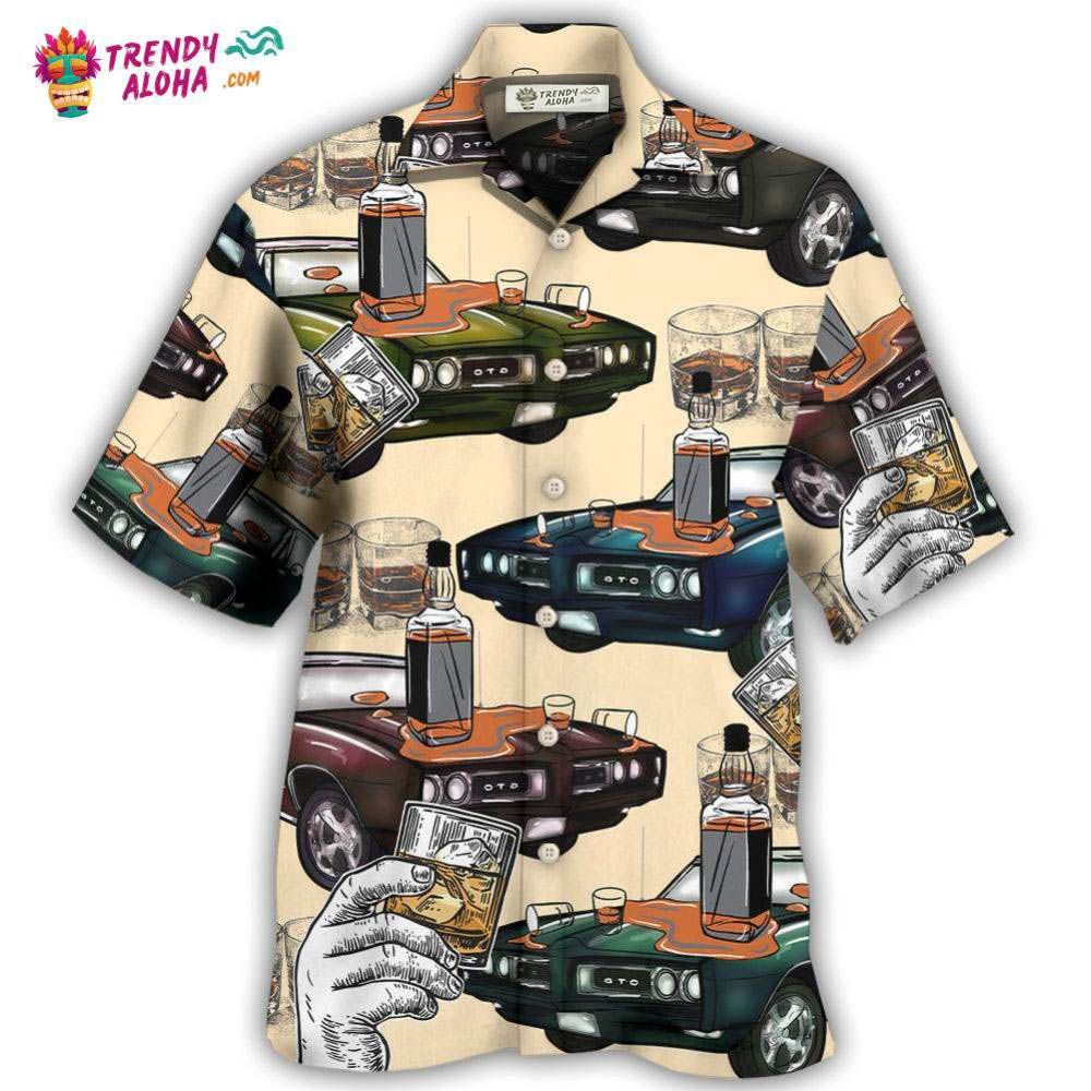 Car Muscle And Whiskey Hawaiian Trendy Aloha - Adult & Kids T-Shirts, Sweatshirts & Hoodies apparel design preview 1