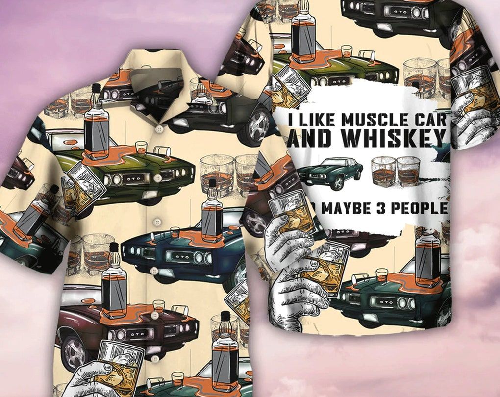 Car Muscle And Whiskey Trendy Hawaiian Tropical Beach - Adult & Kids T-Shirts, Sweatshirts & Hoodies apparel design preview 1
