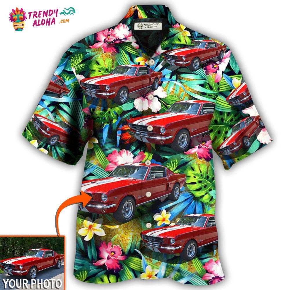Car Mustang Modern Classic Tropical Flower Custom - Adult & Kids T-Shirts, Sweatshirts & Hoodies apparel design preview 1