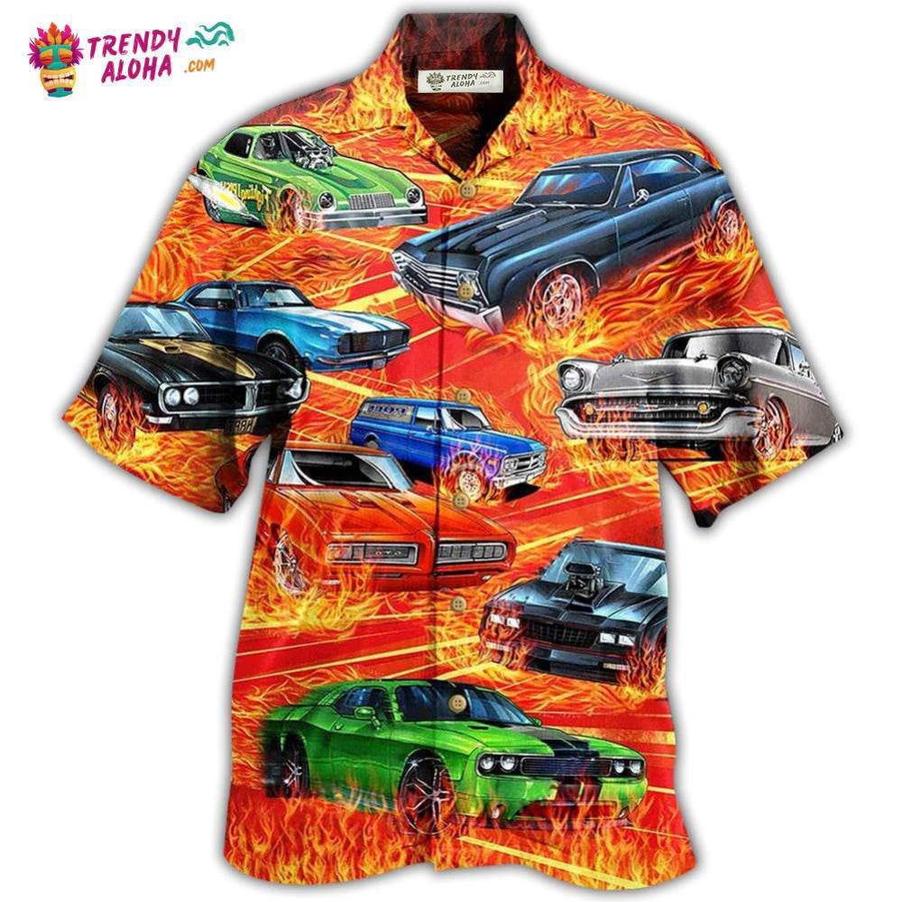 Car On Fire Cool Hawaiian Trendy Aloha - Adult & Kids T-Shirts, Sweatshirts & Hoodies apparel design preview 1