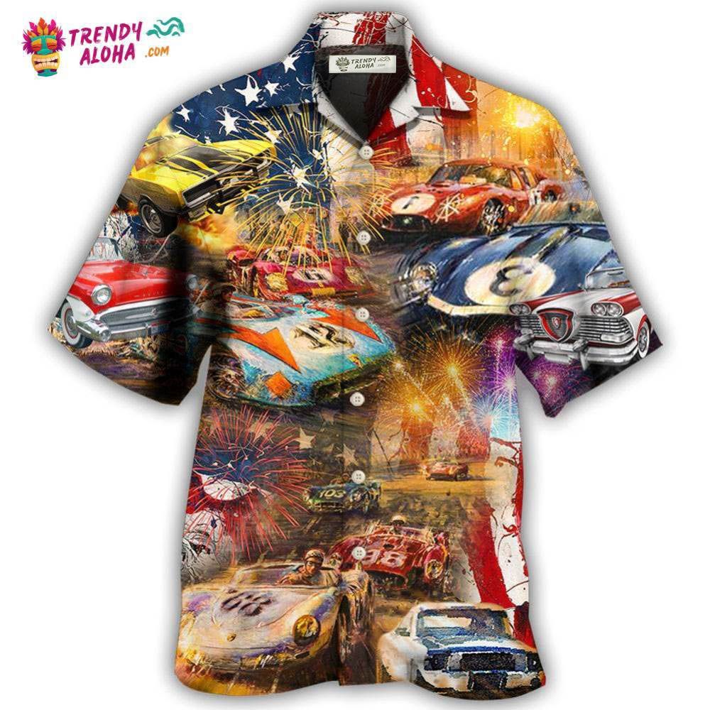 Car Racing Independence Day Hawaiian Trendy Aloha - Adult & Kids T-Shirts, Sweatshirts & Hoodies apparel design preview 1