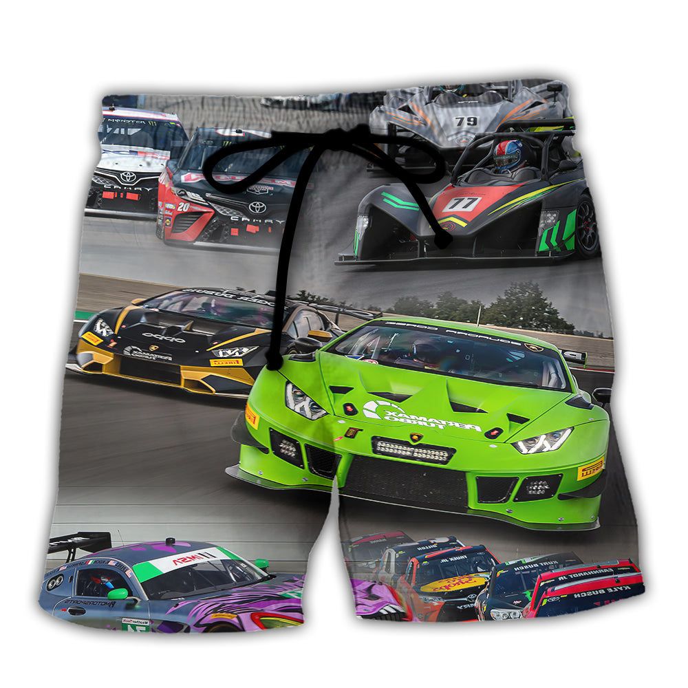 Car Racing Real Trendy Aloha Hawaiian Beach Shorts - Adult & Kids T-Shirts, Sweatshirts & Hoodies apparel design preview 1
