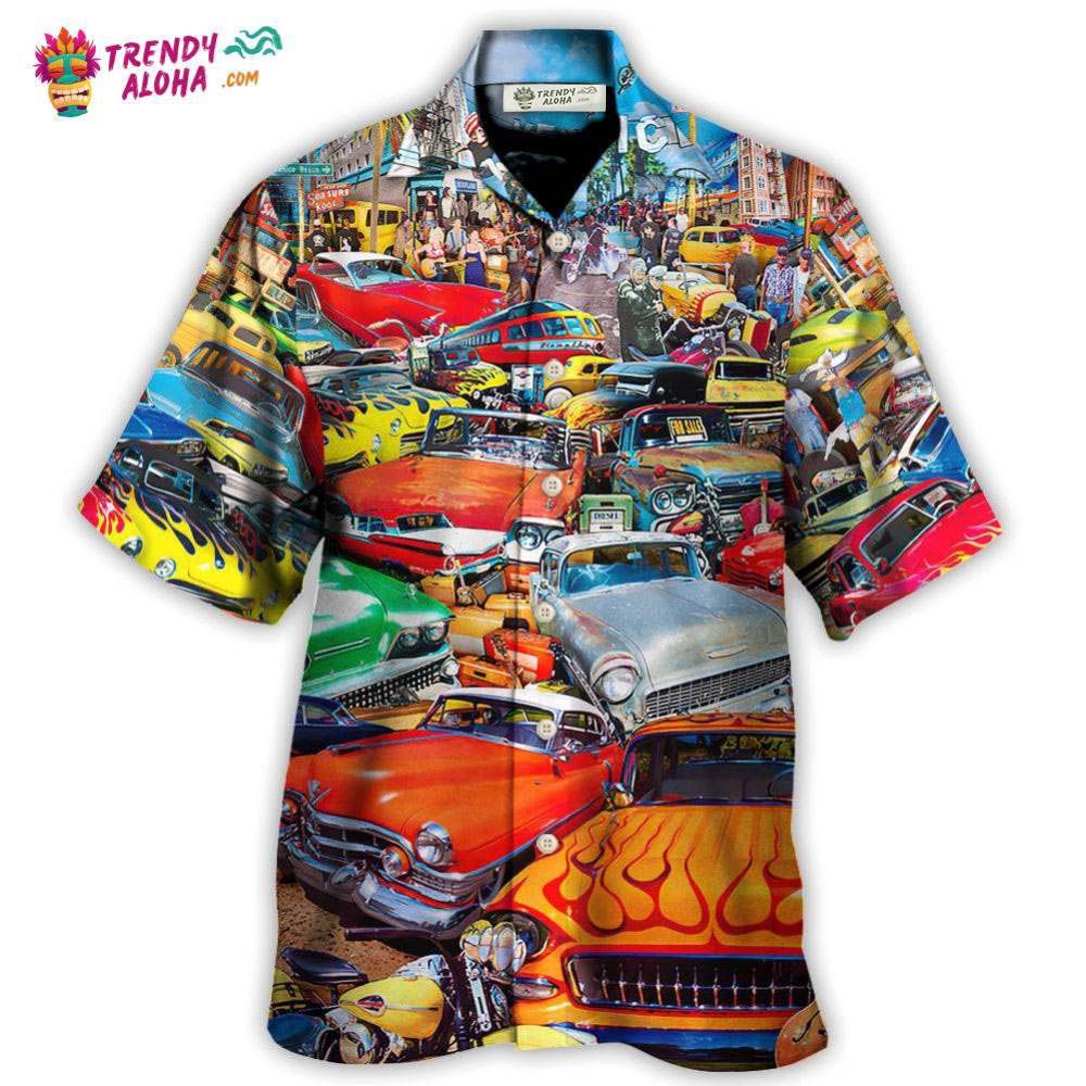 Car Retro Guitar Palm Trees Hawaiian Trendy Aloha - Adult & Kids T-Shirts, Sweatshirts & Hoodies apparel design preview 1