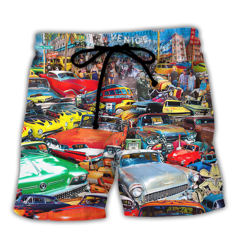 Car Retro Guitar Palm Trees Trendy Aloha Hawaiian - Adult & Kids T-Shirts, Sweatshirts & Hoodies apparel design preview 1
