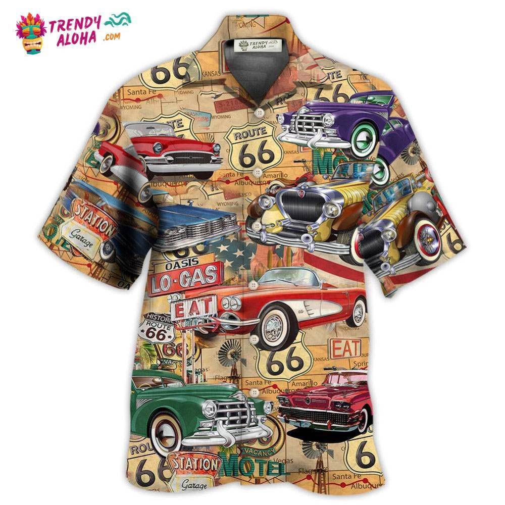 Car The Mother Road Route 66 Trip Vintage Hawaiian - Adult & Kids T-Shirts, Sweatshirts & Hoodies apparel design preview 1