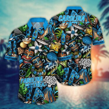 Carolina Panthers Coastal Gridiron Hawaiian - Adult & Kids T-Shirts, Sweatshirts & Hoodies apparel design preview 1