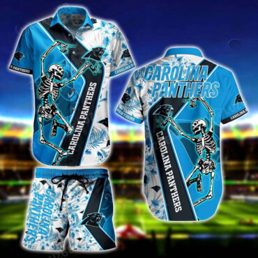 Carolina Panthers Sekeleton Design Hawaiian - Adult & Kids T-Shirts, Sweatshirts & Hoodies apparel design preview 1