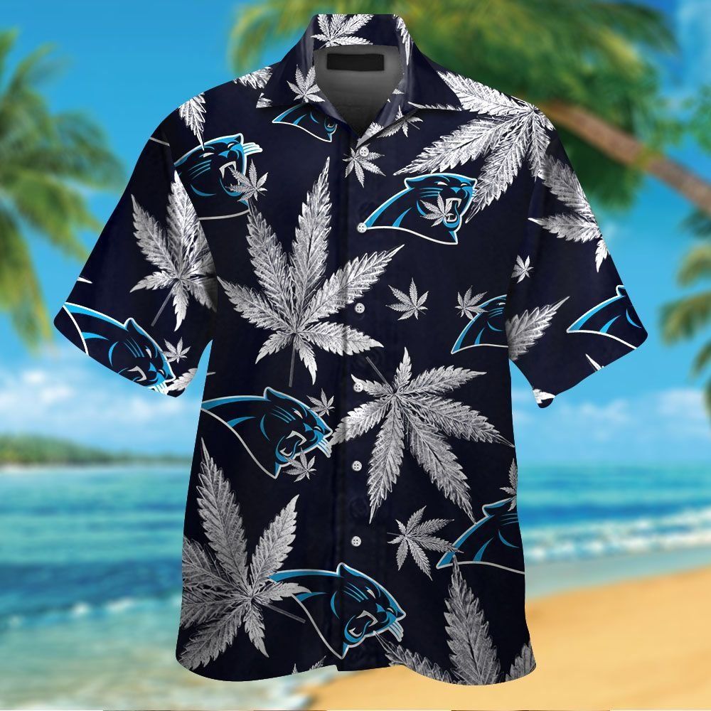 Carolina Panthers Short Sleeve Button Up Tropical - Adult & Kids T-Shirts, Sweatshirts & Hoodies apparel design preview 1
