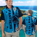 Carolina Panthers Short Sleeve Button Up Tropical - Adult & Kids T-Shirts, Sweatshirts & Hoodies apparel design preview 1