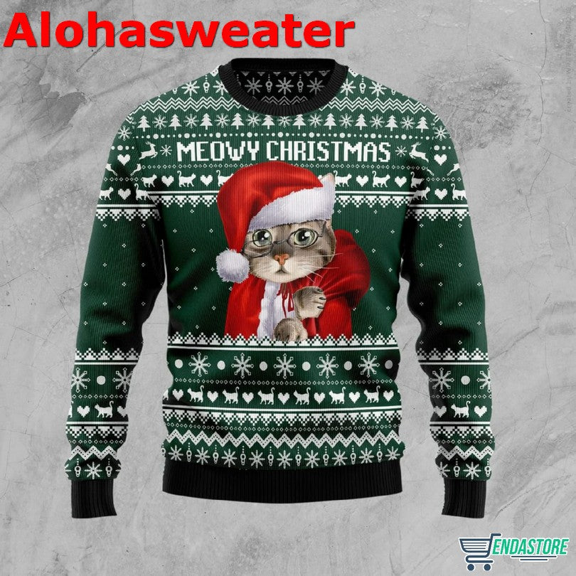 Cat purple pattern Christmas Sweater - Holiday Gift product image 2