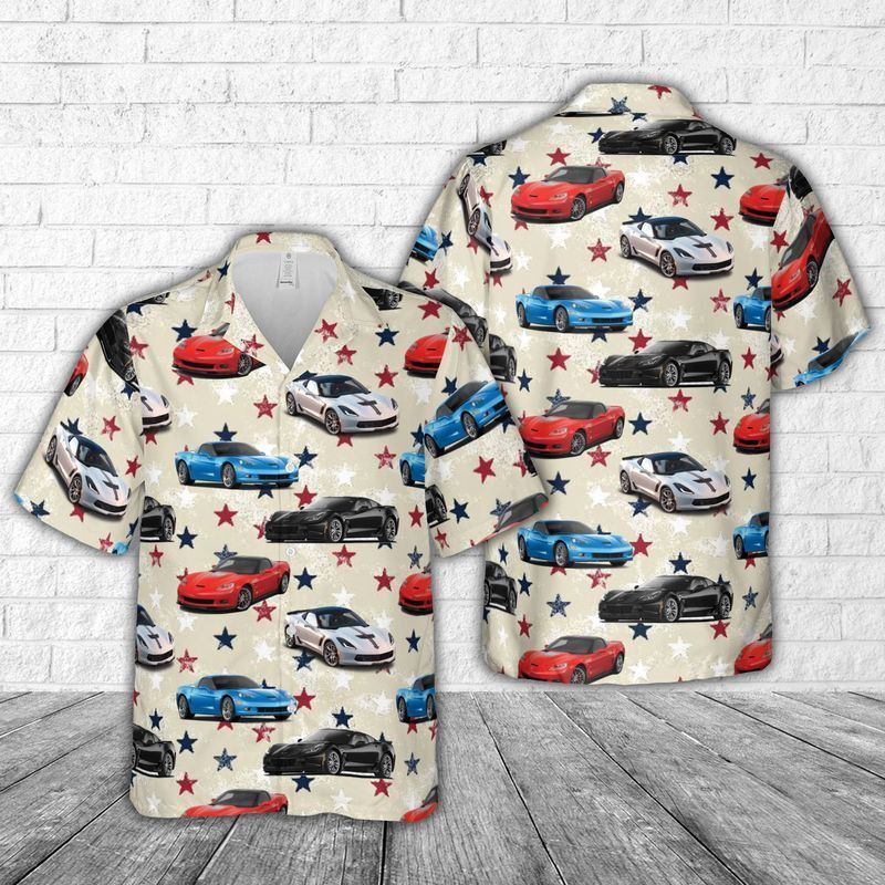 Chevrolet Corvette (C6), 4Th Of July Trendy Hawaiian - Adult & Kids T-Shirts, Sweatshirts & Hoodies apparel design preview 1