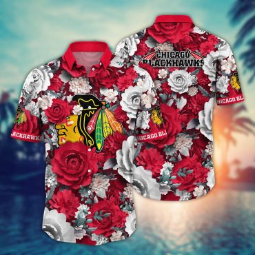 Chicago Blackhawks Elegant Blossom Hawaiian - Adult & Kids T-Shirts, Sweatshirts & Hoodies apparel design preview 1