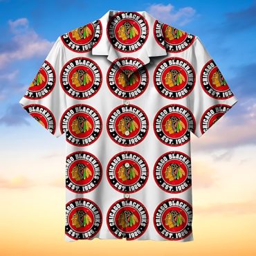 Chicago Blackhawks Heritage Emblem Hawaiian - Adult & Kids T-Shirts, Sweatshirts & Hoodies apparel design preview 1