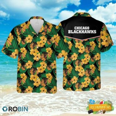 Chicago Blackhawks Tropical Gold Hawaiian - Adult & Kids T-Shirts, Sweatshirts & Hoodies apparel design preview 1