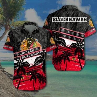 Chicago Blackhawks Tropical Sunset Hawaiian - Adult & Kids T-Shirts, Sweatshirts & Hoodies apparel design preview 1