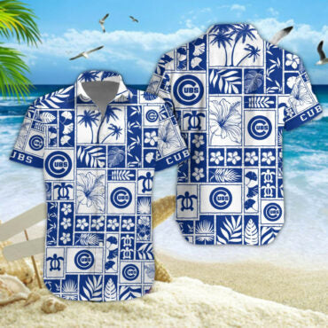 Chicago Cubs Island Patchwork Hawaiian - Adult & Kids T-Shirts, Sweatshirts & Hoodies apparel design preview 1