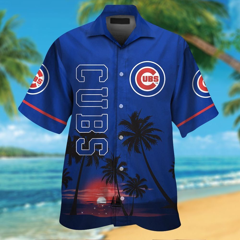 Chicago Cubs Short Sleeve Button Up Tropical Hawaiian - Adult & Kids T-Shirts, Sweatshirts & Hoodies apparel design preview 1