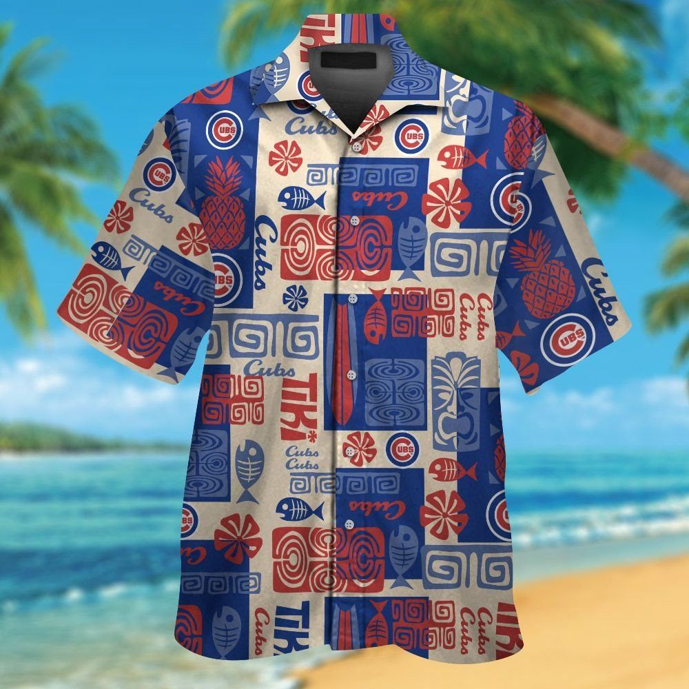 Chicago Cubs Short Sleeve Button Up Tropical Hawaiian - Adult & Kids T-Shirts, Sweatshirts & Hoodies apparel design preview 1