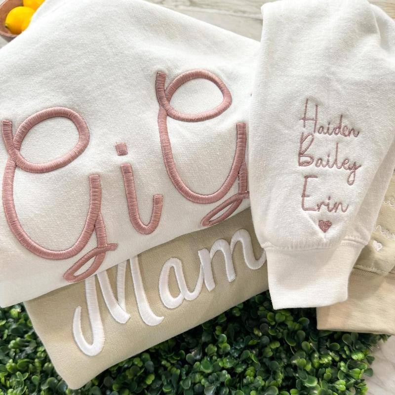 Mama Names Sleeve Personalized W Child'S Name - Adult & Kids T-Shirts, Sweatshirts & Hoodies apparel design preview 1