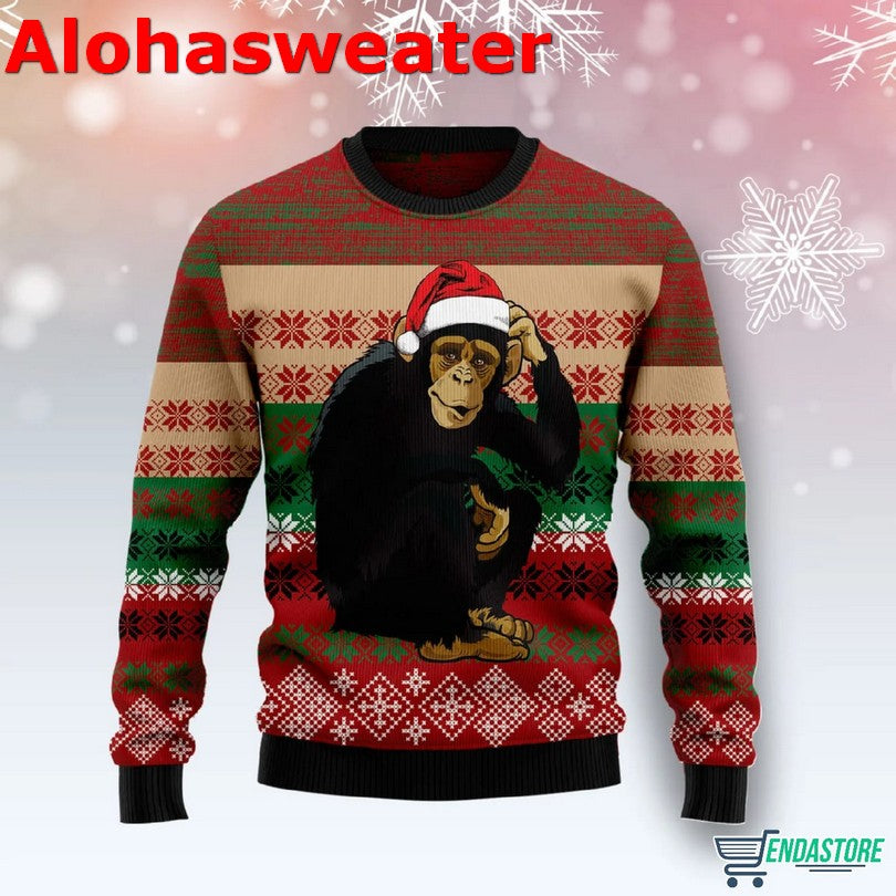 Chimpanzee Christmas Ugly Christmas Sweater - Holiday Gift product image