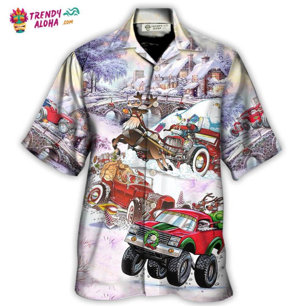 Christmas Car Run Xmas Hohoho Hawaiian Trendy Aloha - Adult & Kids T-Shirts, Sweatshirts & Hoodies apparel design preview 1