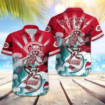 Cincinnati Reds Grateful Surfer Hawaiian - Adult & Kids T-Shirts, Sweatshirts & Hoodies apparel design preview 1