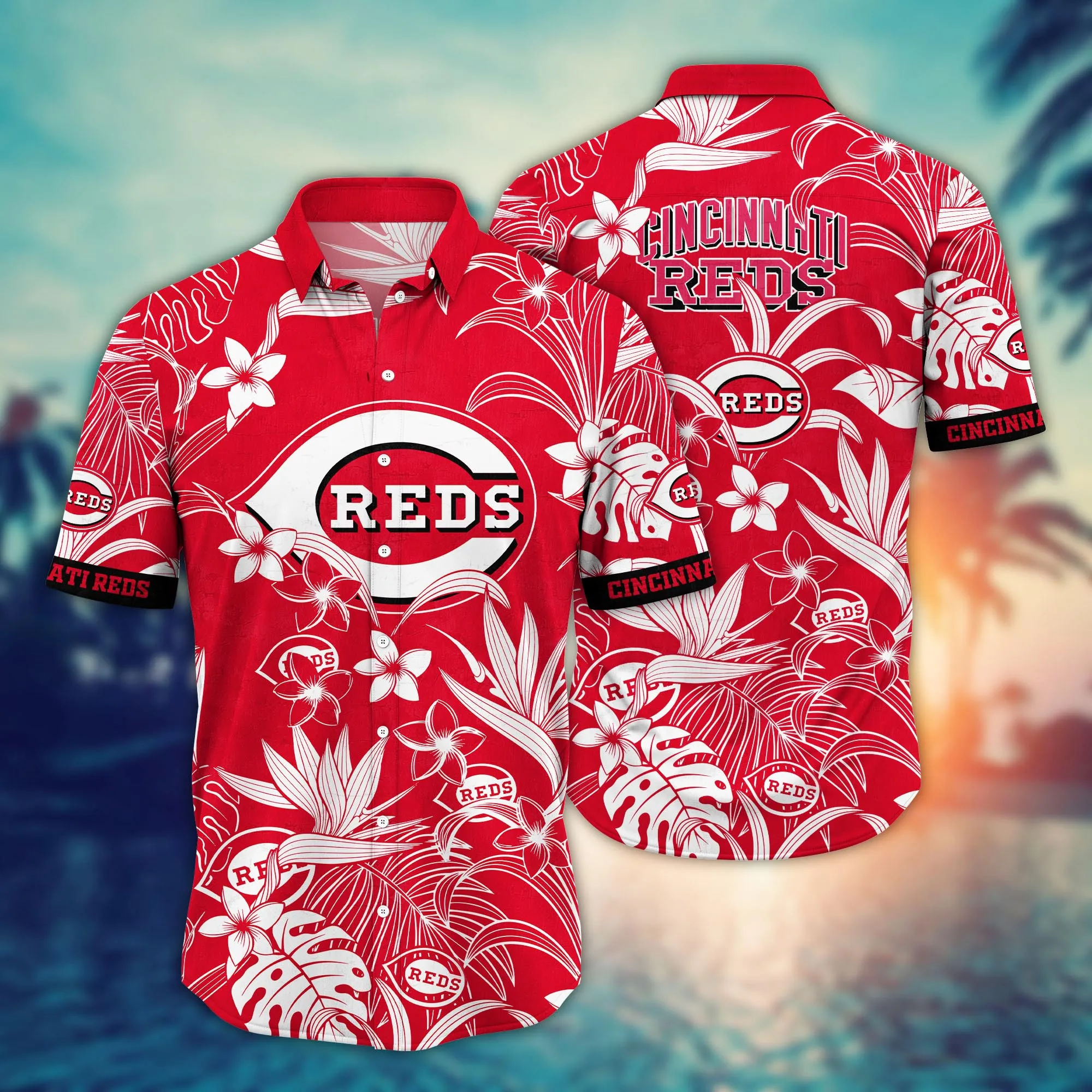 Cincinnati Reds MLB Hawaiian Sunshinetime Aloha - Adult & Kids T-Shirts, Sweatshirts & Hoodies apparel design preview 1