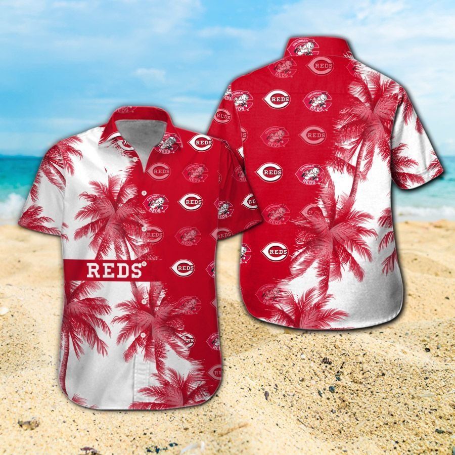 Cincinnati Reds Short Sleeve Button Up Tropical - Adult & Kids T-Shirts, Sweatshirts & Hoodies apparel design preview 1