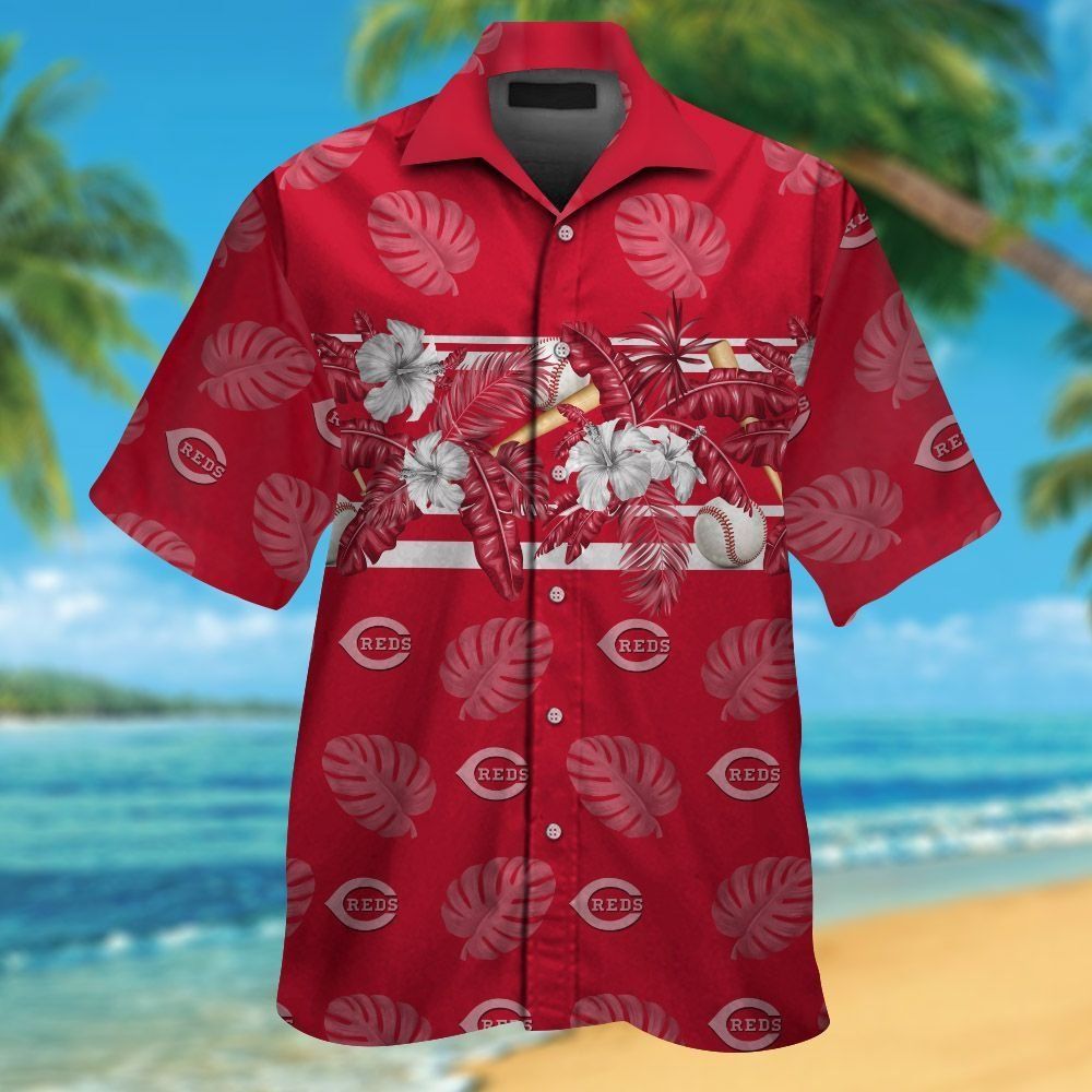 Cincinnati Reds Short Sleeve Button Up Tropical - Adult & Kids T-Shirts, Sweatshirts & Hoodies apparel design preview 1