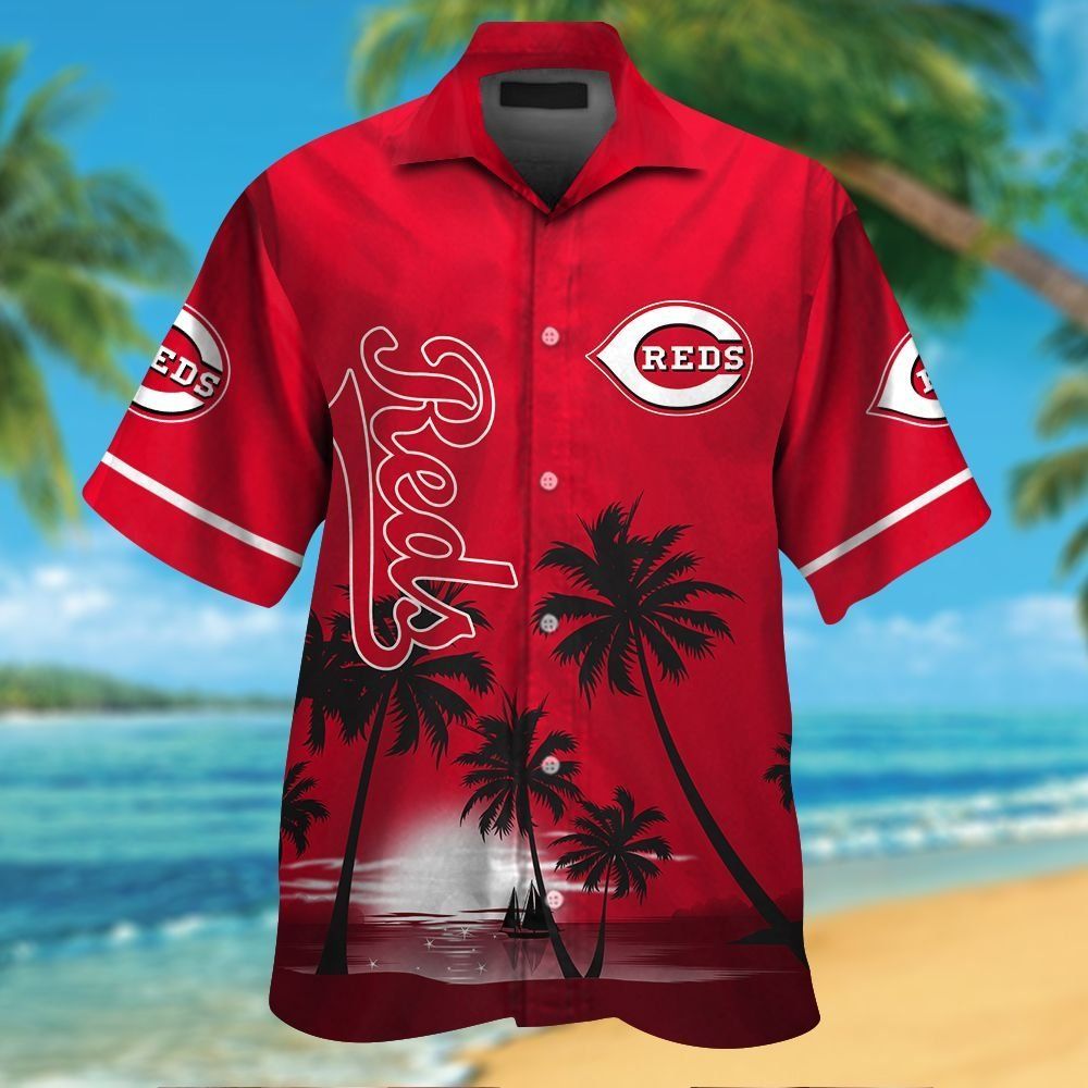 Cincinnati Reds Short Sleeve Button Up Tropical - Adult & Kids T-Shirts, Sweatshirts & Hoodies apparel design preview 1