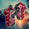 Cincinnati Reds Sunset Grid Hawaiian - Adult & Kids T-Shirts, Sweatshirts & Hoodies apparel design preview 1