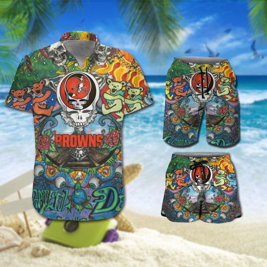 Cleveland Browns Grateful Dead Hawaiian Ensemble - Adult & Kids T-Shirts, Sweatshirts & Hoodies apparel design preview 1