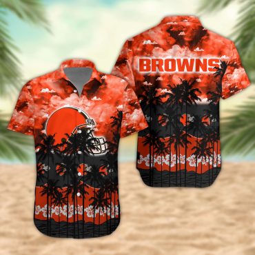 Cleveland Browns Palm Trees Sunset Hawaiian - Adult & Kids T-Shirts, Sweatshirts & Hoodies apparel design preview 1