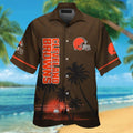 Cleveland Browns Short Sleeve Button Up Tropical - Adult & Kids T-Shirts, Sweatshirts & Hoodies apparel design preview 1