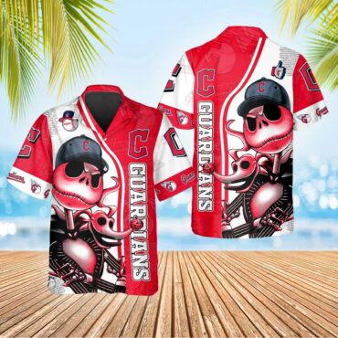 Cleveland Guardians Jack Skeleton Hawaiian - Adult & Kids T-Shirts, Sweatshirts & Hoodies apparel design preview 1