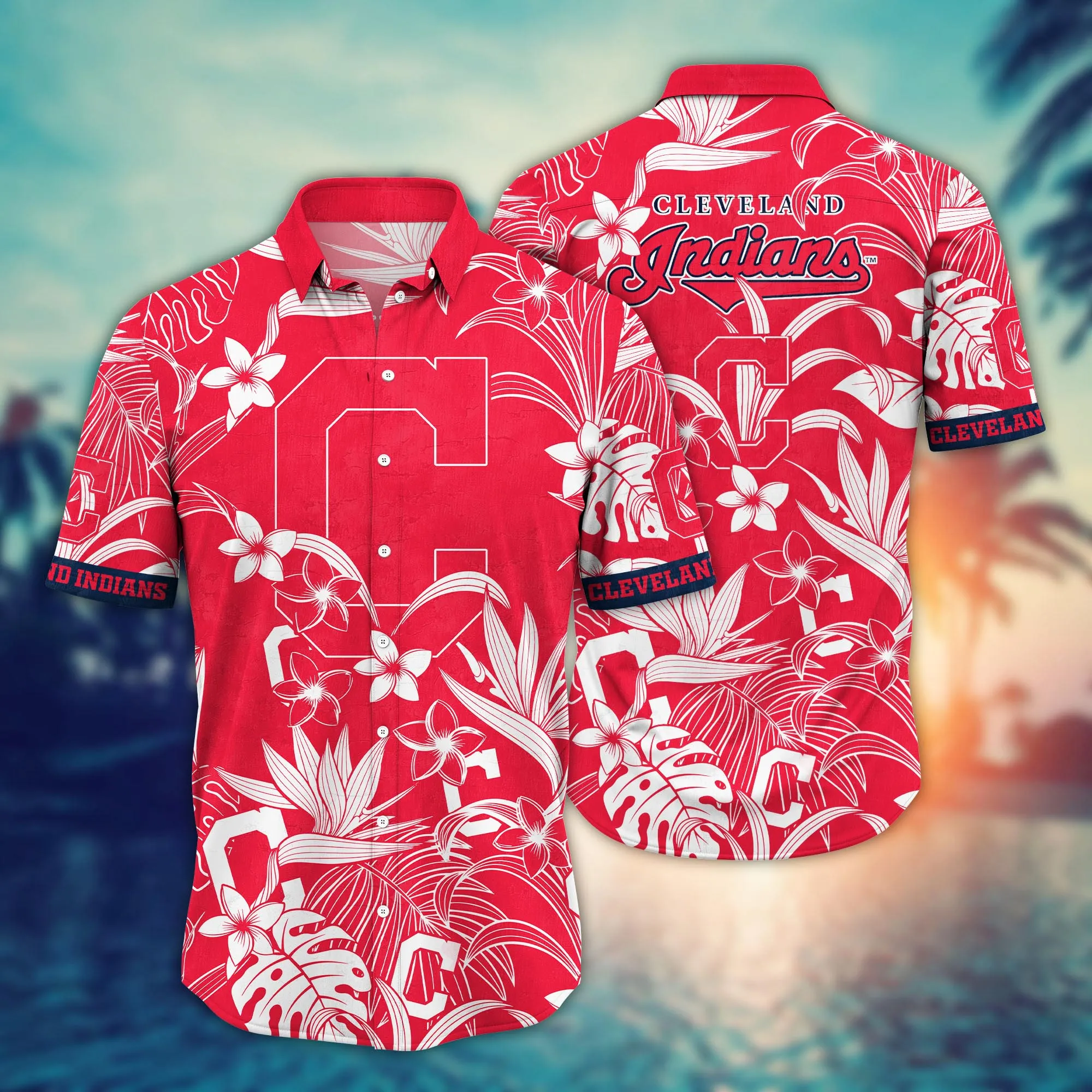 Cleveland Indians MLB Hawaiian Hot Sandstime Aloha - Adult & Kids T-Shirts, Sweatshirts & Hoodies apparel design preview 1