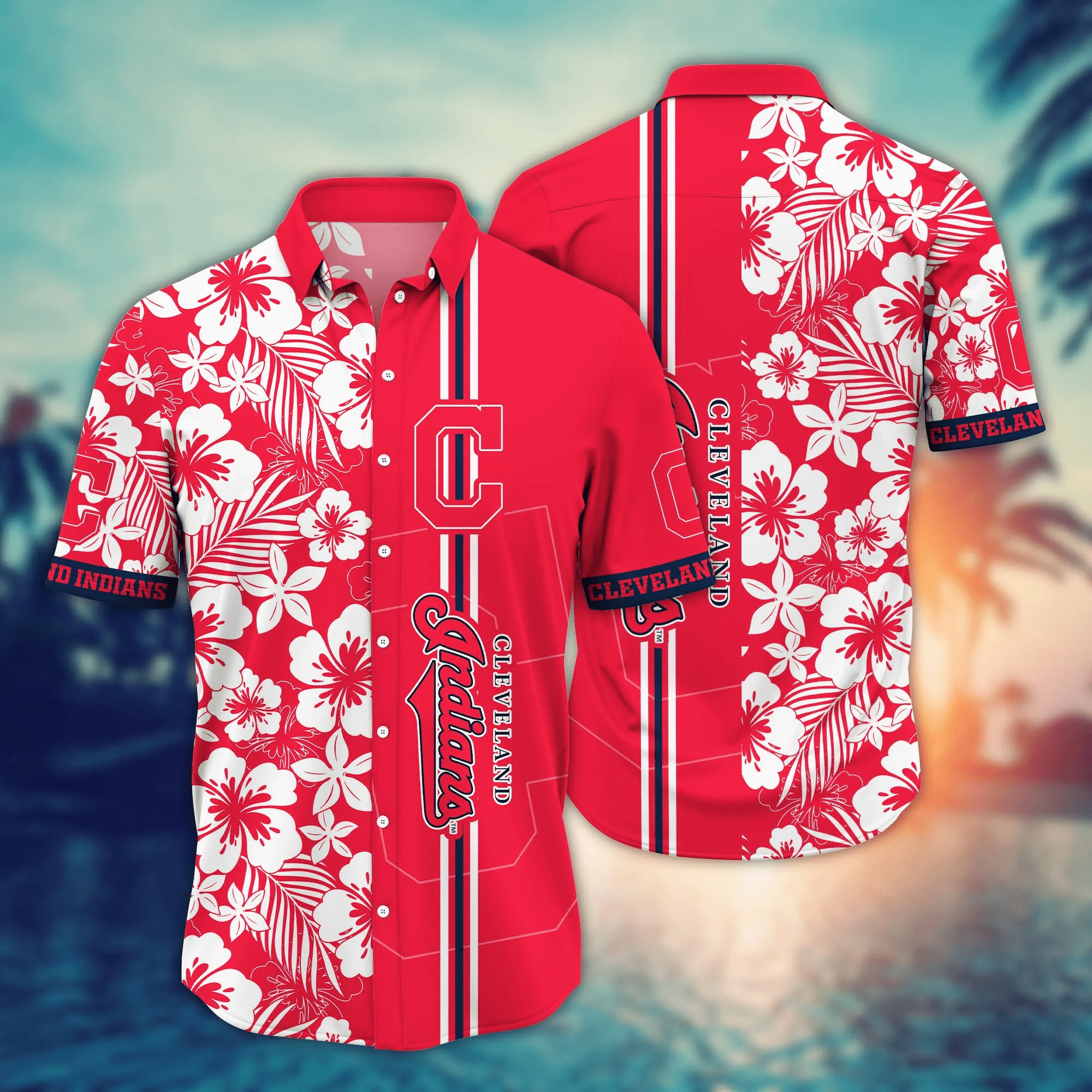 Cleveland Indians MLB Hawaiian Sunningtime Aloha - Adult & Kids T-Shirts, Sweatshirts & Hoodies apparel design preview 1