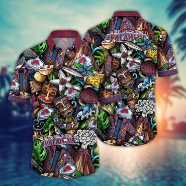 Colorado Avalanche Island Tiki Hawaiian - Adult & Kids T-Shirts, Sweatshirts & Hoodies apparel design preview 1