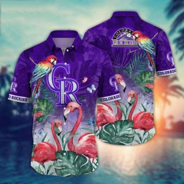 Colorado Rockies Flamingo Paradise Hawaiian - Adult & Kids T-Shirts, Sweatshirts & Hoodies apparel design preview 1