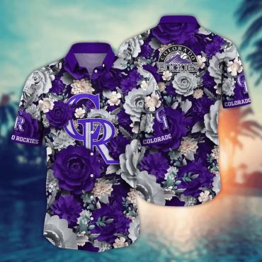 Colorado Rockies Purple Bloom Hawaiian - Adult & Kids T-Shirts, Sweatshirts & Hoodies apparel design preview 1