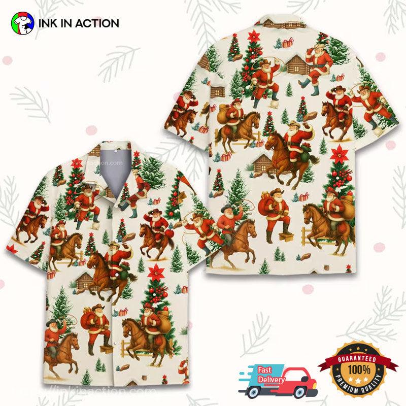 Cowboy Santa Western Christmas Holiday Hawaiian - Adult & Kids T-Shirts, Sweatshirts & Hoodies apparel design preview 1