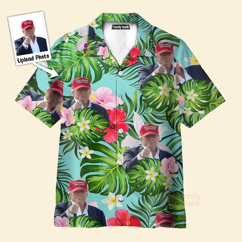 Custom Donald Trump Photo Tropical Style 2 Aloha - Adult & Kids T-Shirts, Sweatshirts & Hoodies apparel design preview 1
