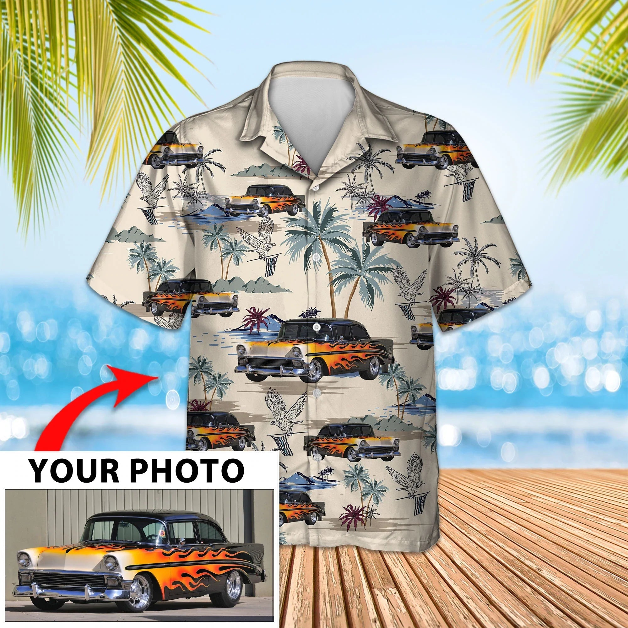 Custom Image Seamless Car Trendy Hawaiian Summer - Adult & Kids T-Shirts, Sweatshirts & Hoodies apparel design preview 1