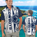 Dallas Cowboys Short Sleeve Button Up Tropical - Adult & Kids T-Shirts, Sweatshirts & Hoodies apparel design preview 1